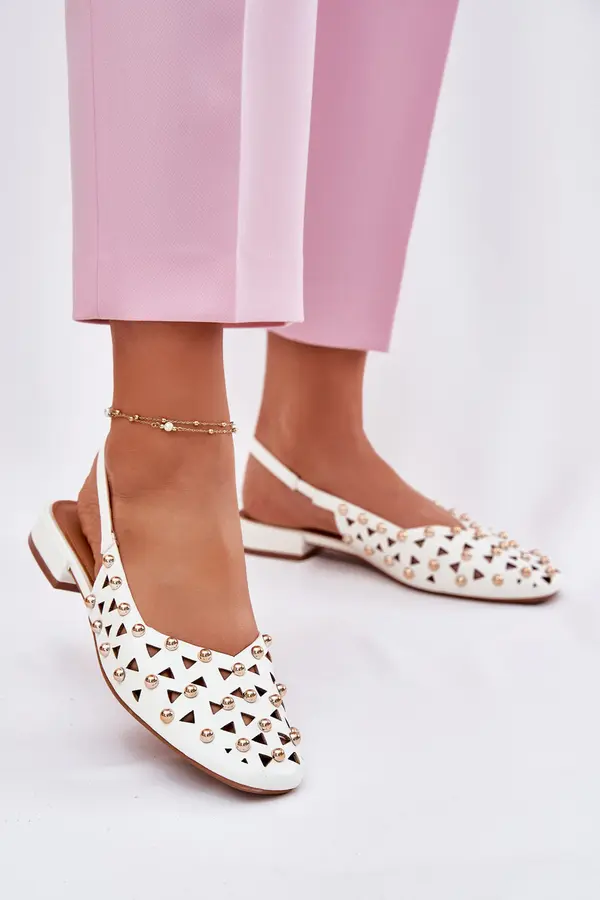 Boto Boto Embellished Ballet Flats On A Flat Heel White Nilarisela