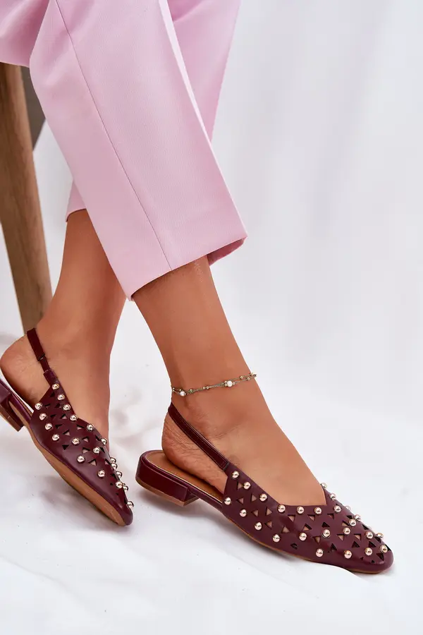 Boto Boto Embellished Ballet Flats On Flat Heel Burgundy Nilarisela