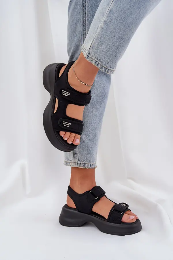 Boto Boto Fabric Lightweight Platform Sandals Black Deniffia