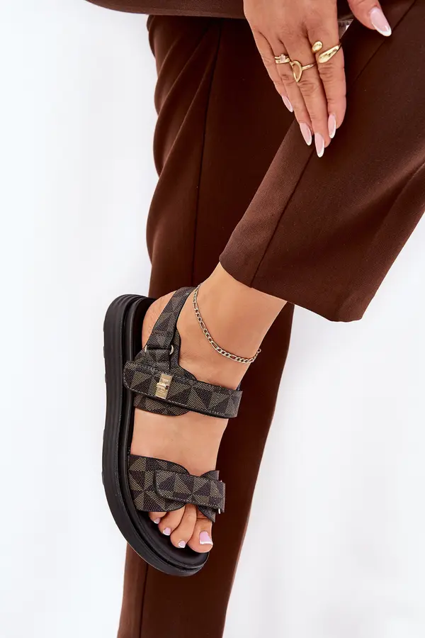 Boto Boto Fabric Women's Platform Sandals Black-Brown Leriot