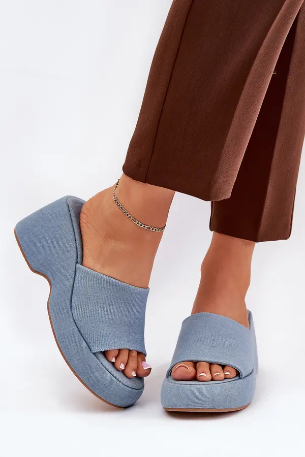 Boto Boto Fabric Women's Slippers On Platform And Wedge Jeans Afisal