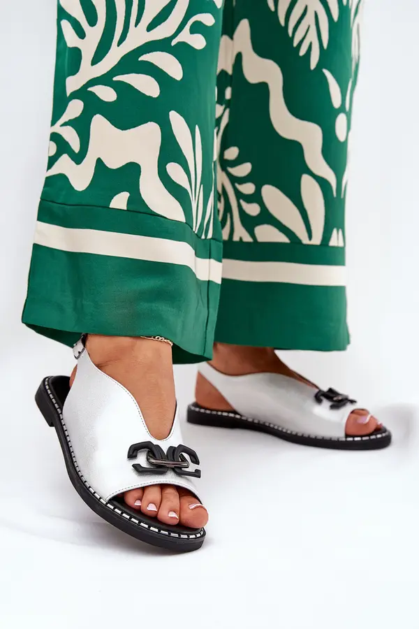 Boto Boto Flat Heeled Sandals With Decoration Eco Leather Silver Tillireta