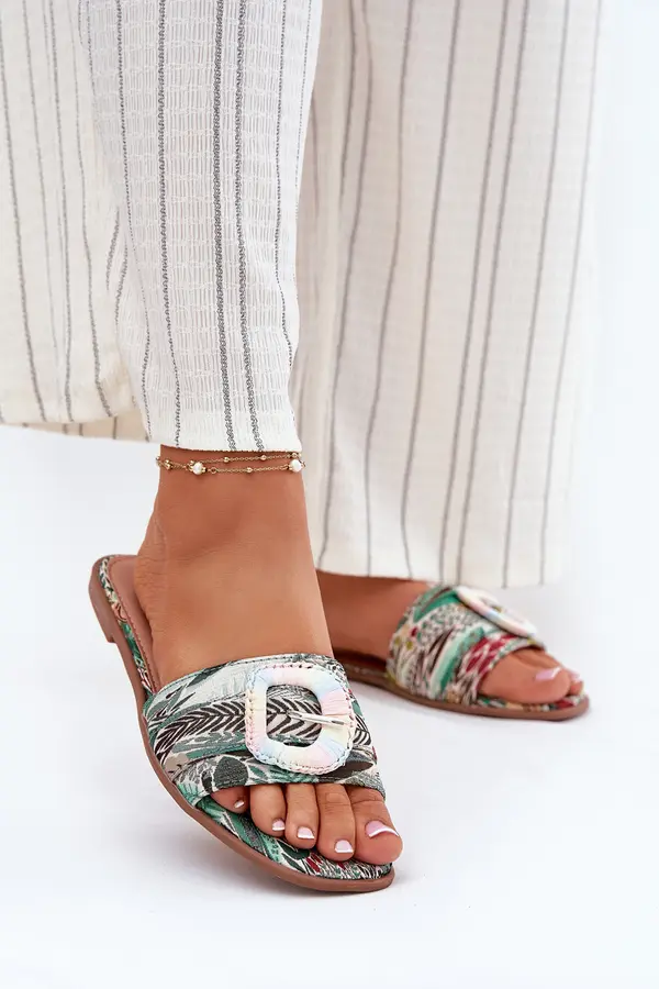 Boto Boto Flat Ladies Sandals With Decorative Buckle Multicolor Clariola