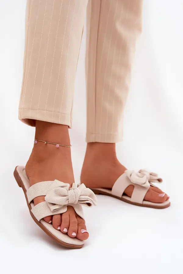Boto Boto Flat Ladies Slippers With Bow Beige Tobin