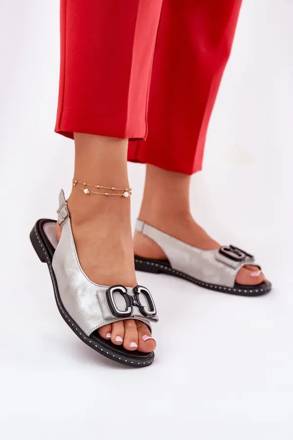 Boto Boto Flat Sandals With Decoration Eco Leather Silver Lilria