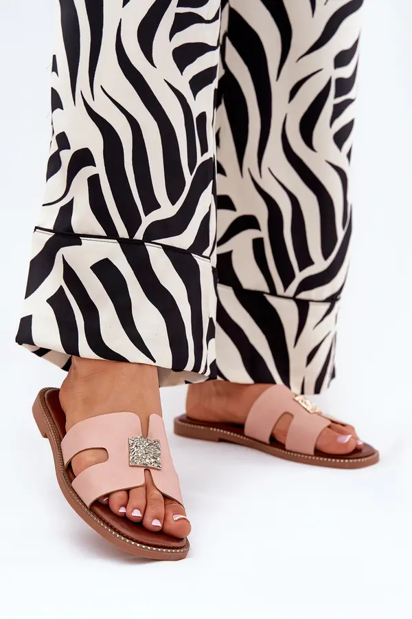 Boto Boto Flat Slippers With Cutouts And Decoration Dirty Pink Bohalis