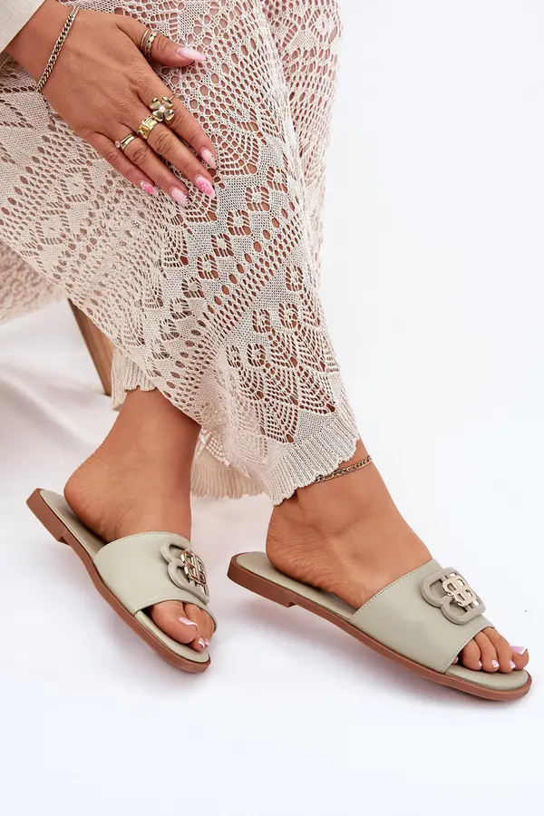 Boto Boto Flat Women's Sandals With Decorative Detail Green Nenitta