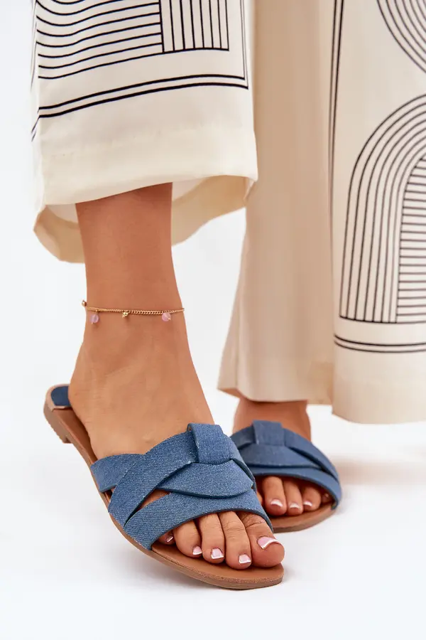 Boto Boto Flat Women's Sandals With Intertwining Straps Denim Selaenor