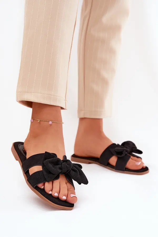 Boto Boto Flat Women's Slippers With Bow Black Tobin