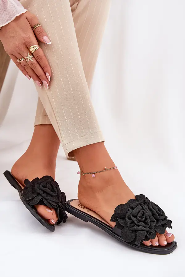 Boto Boto Flat Women's Slippers With Bow Black Tobin