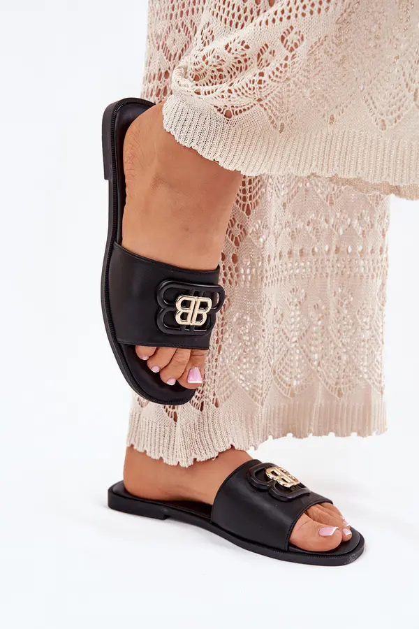 Boto Boto Flat Women's Slippers With Decorative Detail Black Nenitta