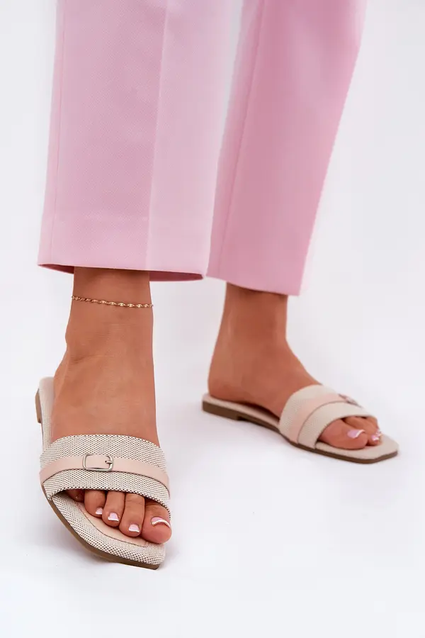 Boto Boto Flat Women's Slippers With Strap And Buckle Beige Zilina