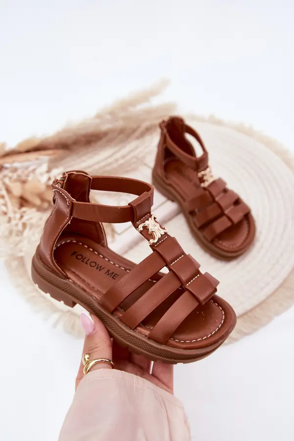 Boto Boto Girls gladiator sandals with gold detail brown Vesira