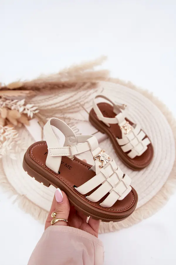 Boto Boto Girls Sandals With Decorative Detail Beige Serina