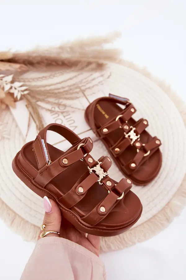 Boto Boto Girls sandals with gold detail brown Lunessa
