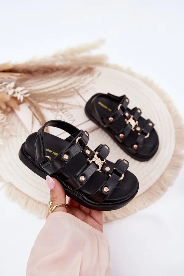 Boto Boto Girls sandals with golden detail black Lunessa