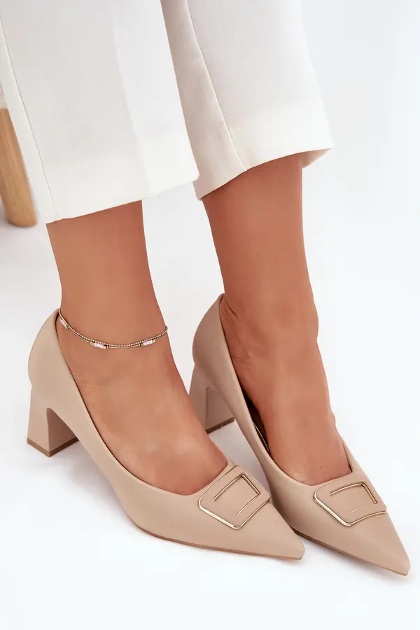 Boto Boto Heels With Decorative Buckle Nude Seriva