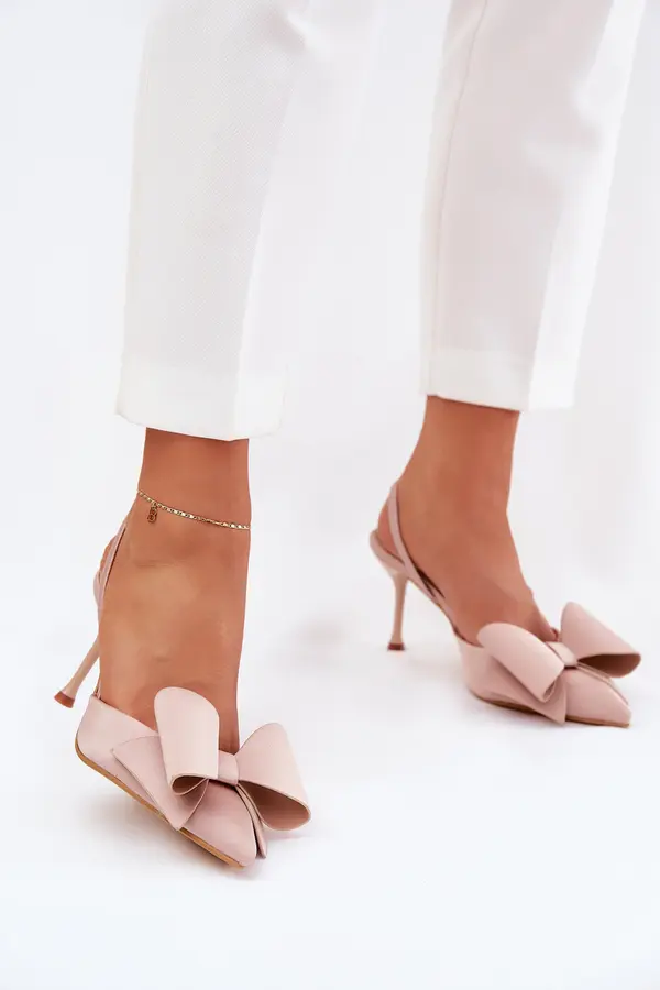 Boto Boto Heels With Open Heels And Bow Beige Eklevia