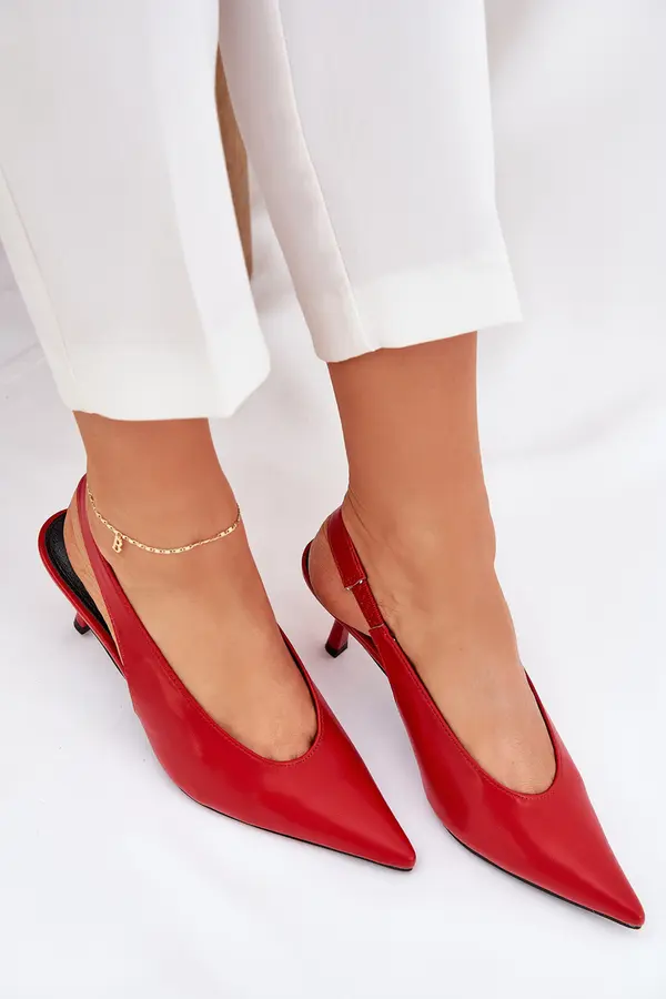 Boto Boto High Heels With Open Heel Eco Leather Red Aricandia