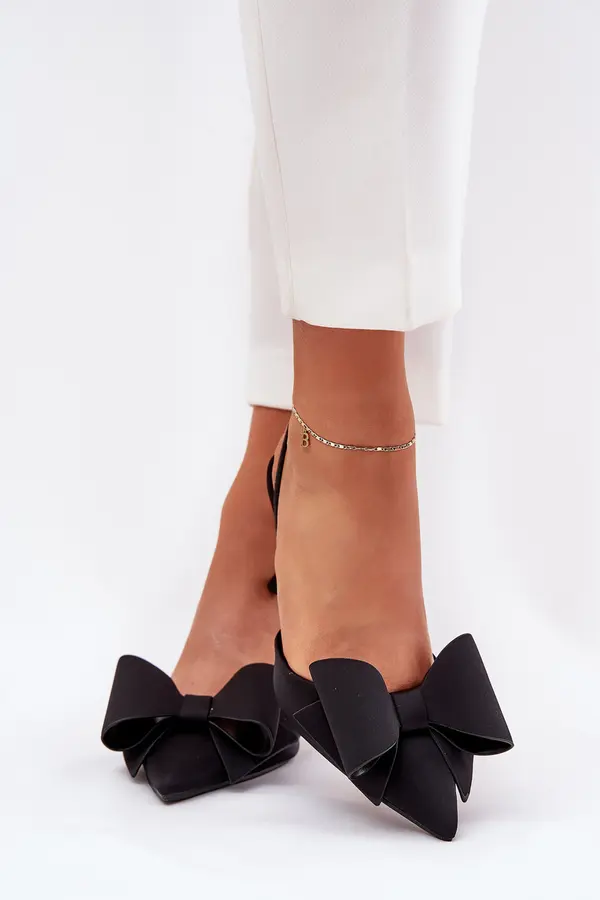 Boto Boto High Heels With Open Heels And Bow Black Eklevia