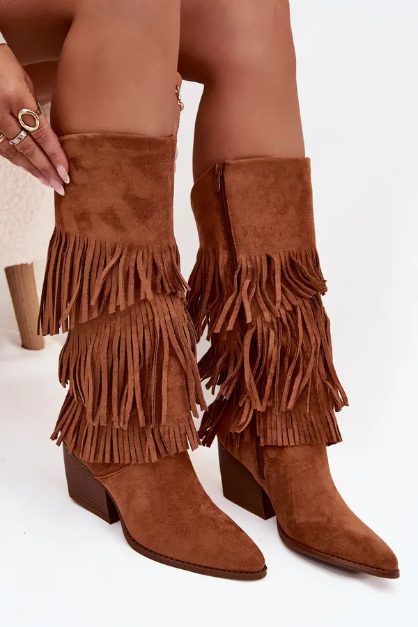 Boto Boto Insulated Cowboy Boots Women's With Fringes Camel Brivina