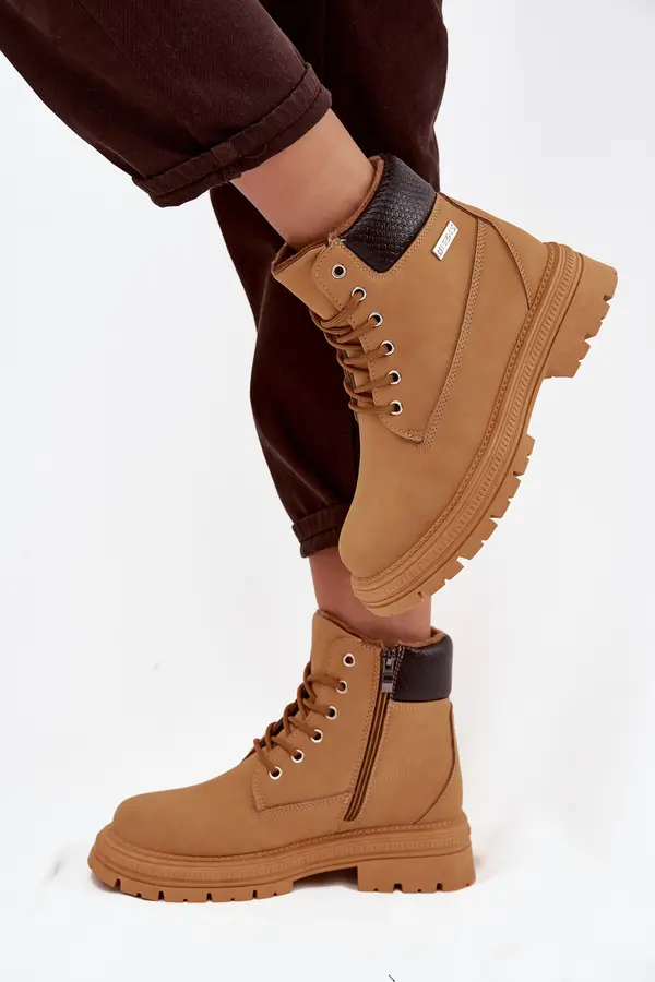 Boto Boto Insulated women's hiking boots with zipper Camel Selinda