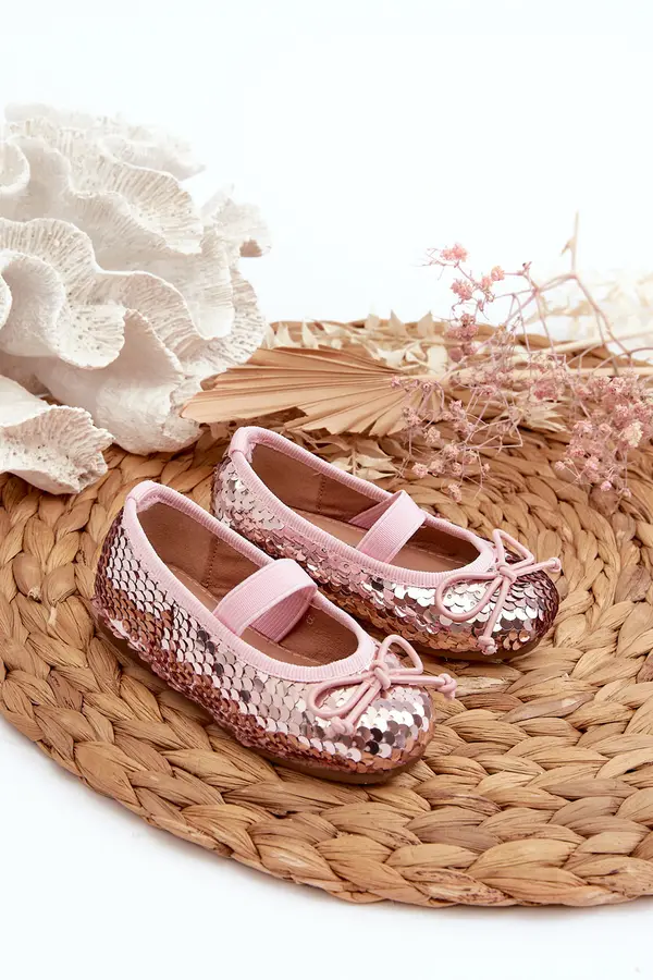 Boto Boto Kids' Ballerina Flats Adorned with Sequins Pink Weries