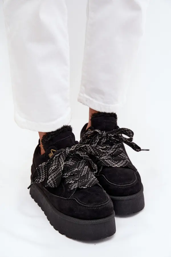 Boto Boto Lace-up Women's Snow Boots Platform Insulated with Fur Black Tavelle