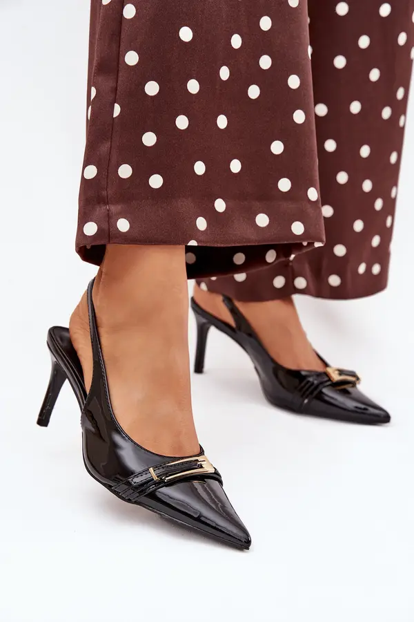 Boto Boto Lacquered High Heels With Gold Buckle Black Vivae