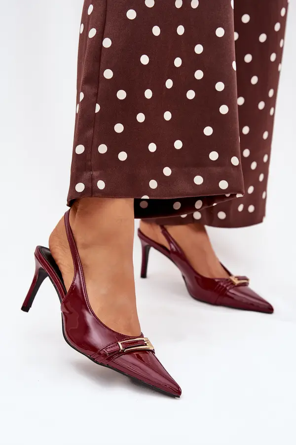 Boto Boto Lacquered Stiletto Heels With Gold Buckle Bordeaux Vivae