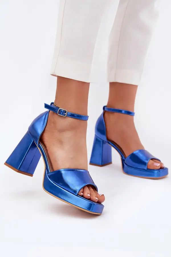 Boto Boto Lacquered Women's Sandals On Heel Blue Marila