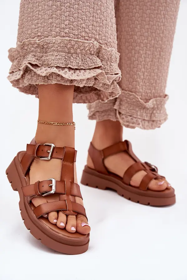 Boto Boto Ladies Eco Leather Sandals With Buckles Camel Jeneliena