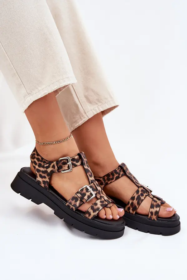 Boto Boto Ladies Eco Leather Sandals With Buckles Leopard Jeneliena