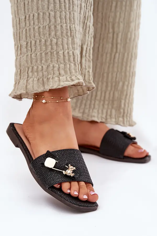 Boto Boto Ladies Flat Heel Sandals With Bow Black Sallariela