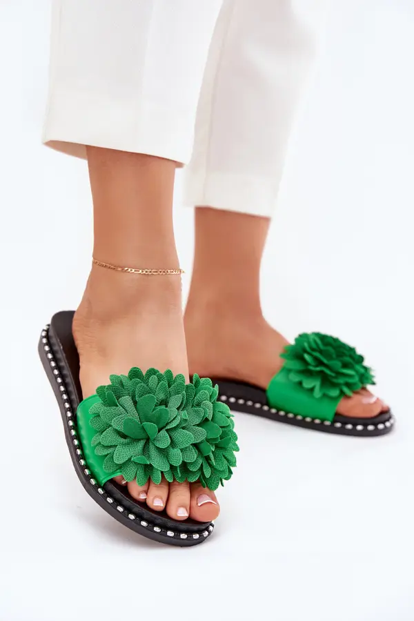 Boto Boto Ladies flip flops decorated with flowers green Cellanen