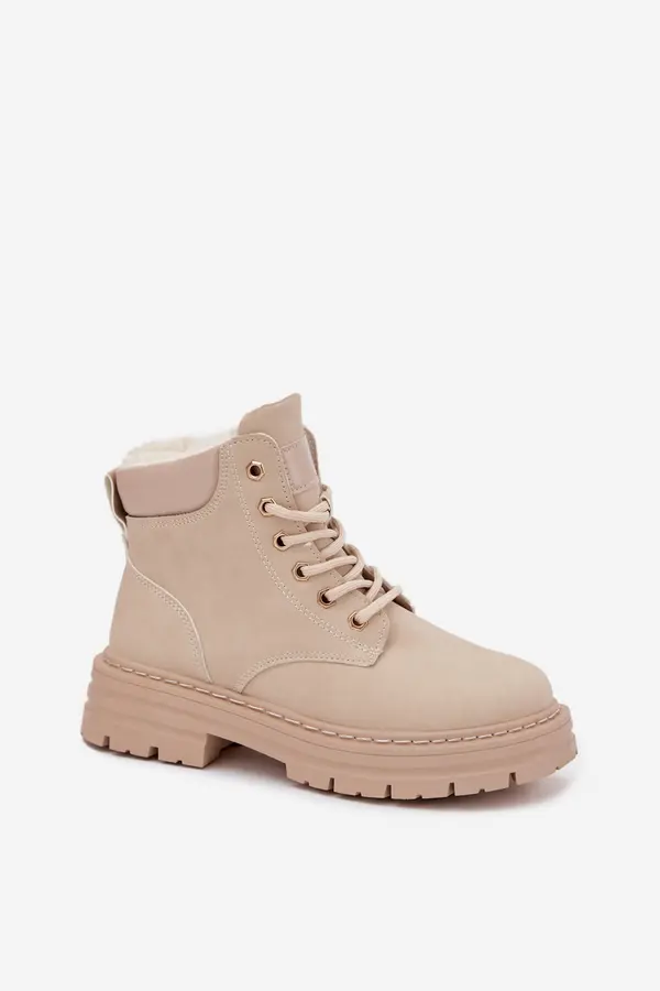 Boto Boto Ladies insulated boots with fur and zipper light beige Tharika