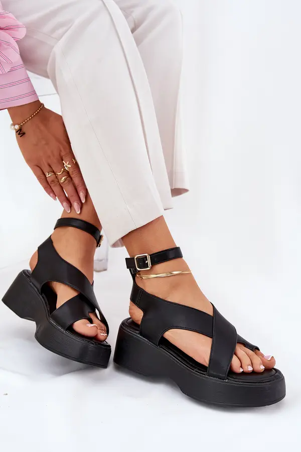 Boto Boto Ladies Platform And Wedge Sandals Eco Leather Black Tenzorus