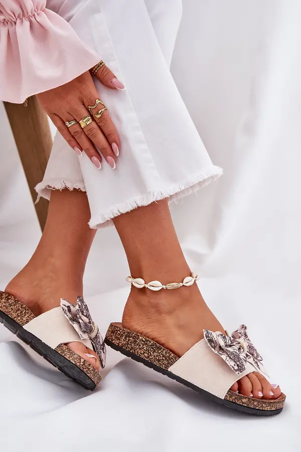 Boto Boto Ladies sandals with bow on cork platform beige Lisandrea