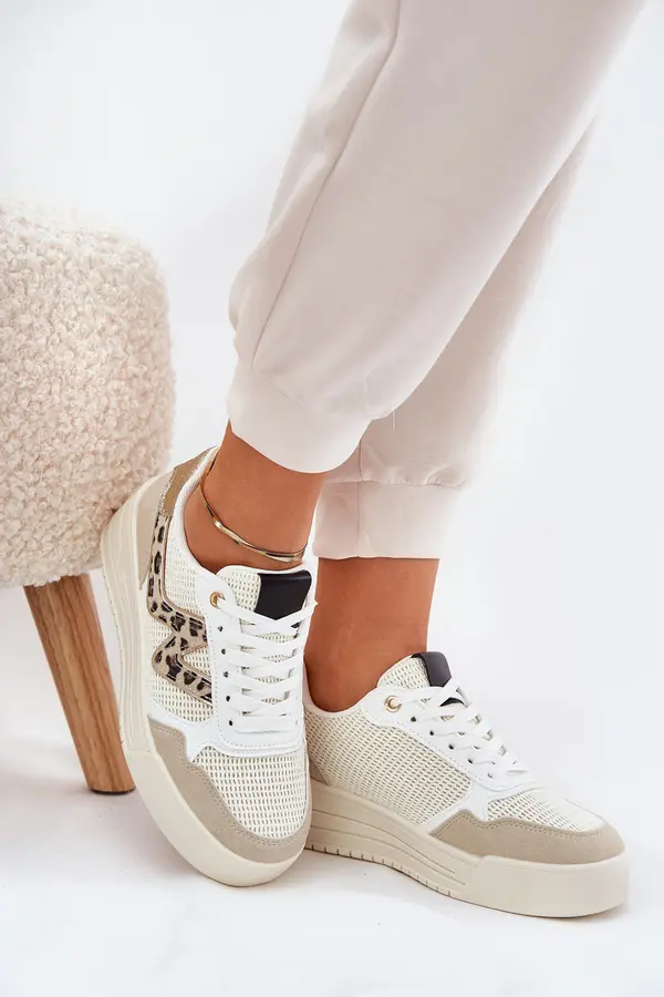 Boto Boto Ladies Sports Shoes On Platform Leopard Beige Lorori