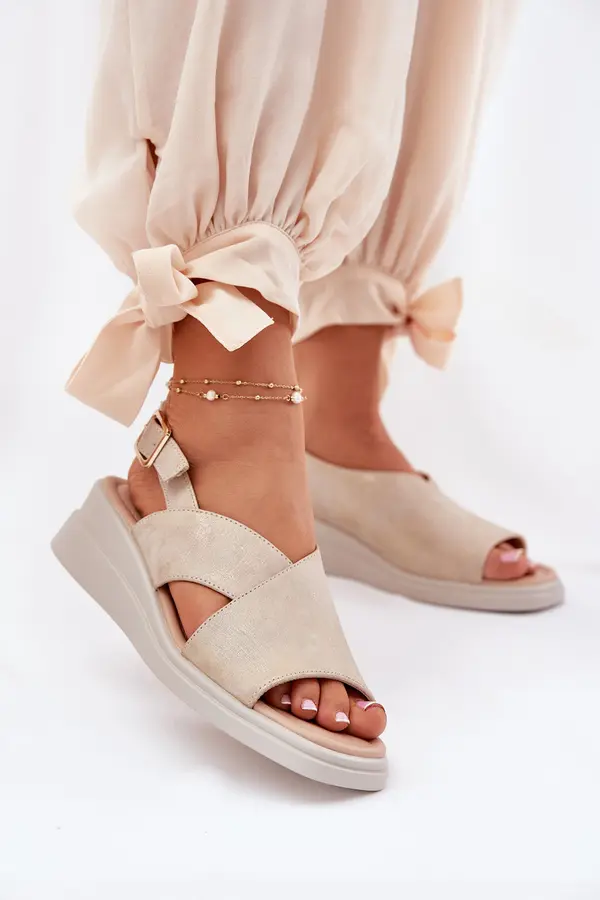 Boto Boto Ladies Wedge Sandals Made Of Eco Leather Golden Quilara