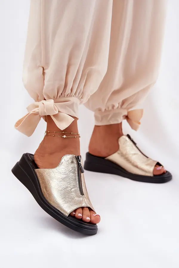 Boto Boto Ladies Wedge Sandals With Zipper Gold Irriva