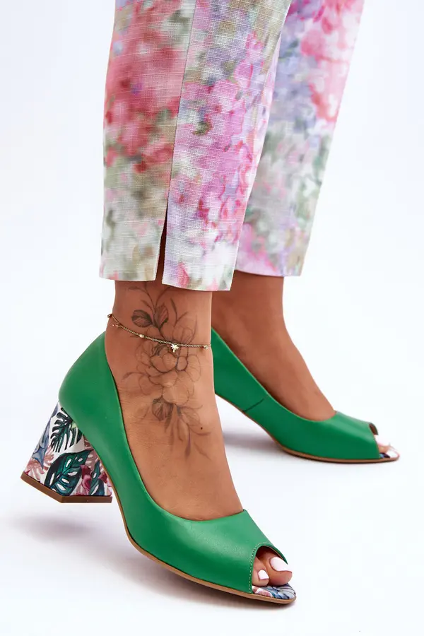 Boto Boto Leather Pumps with Ornamental Heel Lewski Shoes