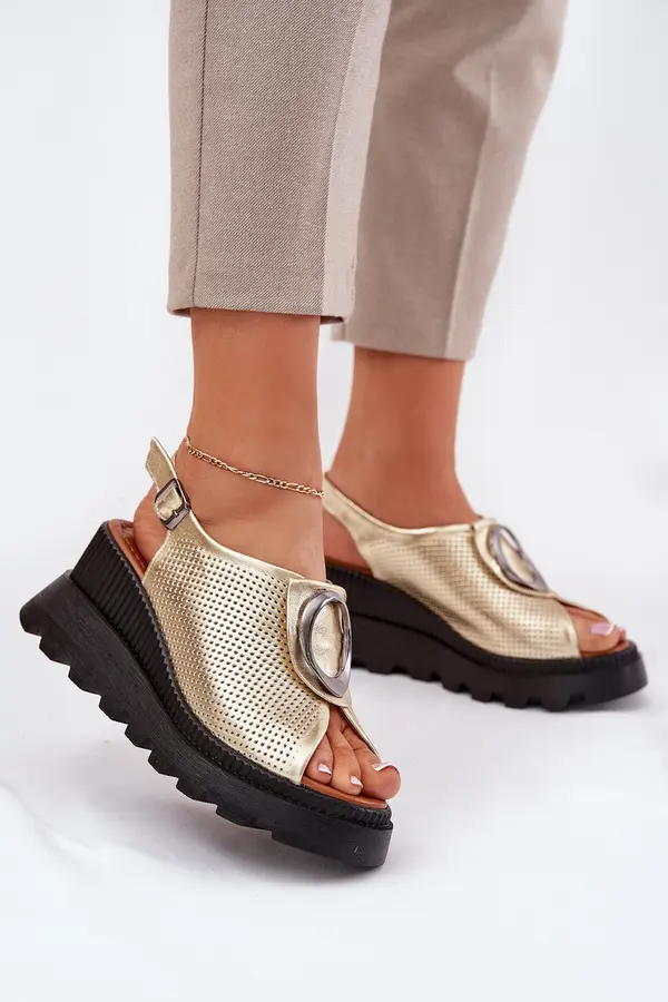 Boto Boto Leather Women's Wedge Sandals With Decoration Artiker