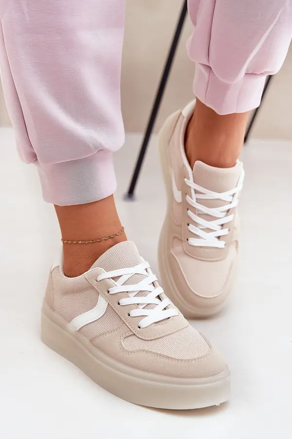 EVENTO Boto Low Women's Platform Sneakers Beige Telmira