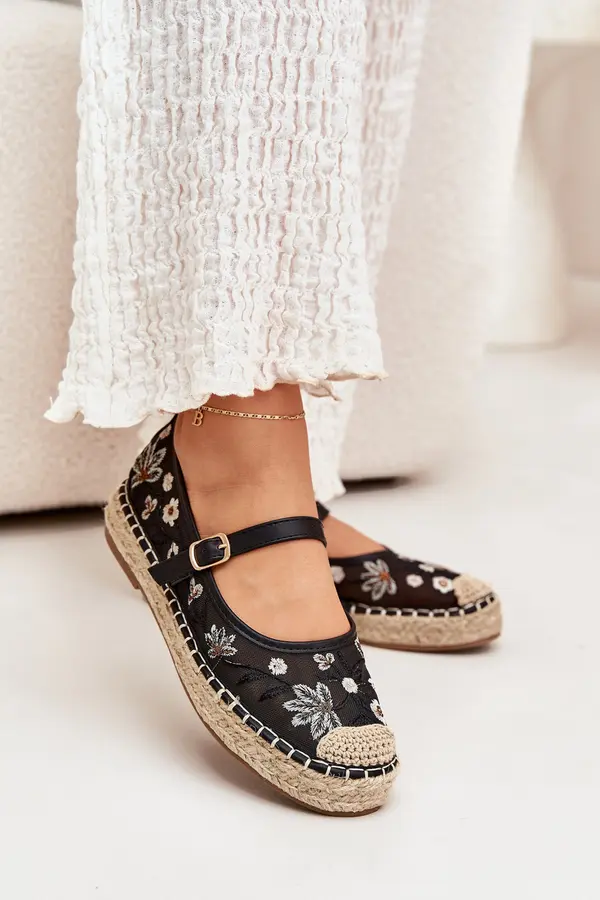 Boto Boto Mesh Espadrilles With Embroidery On Platform Black Laxisa