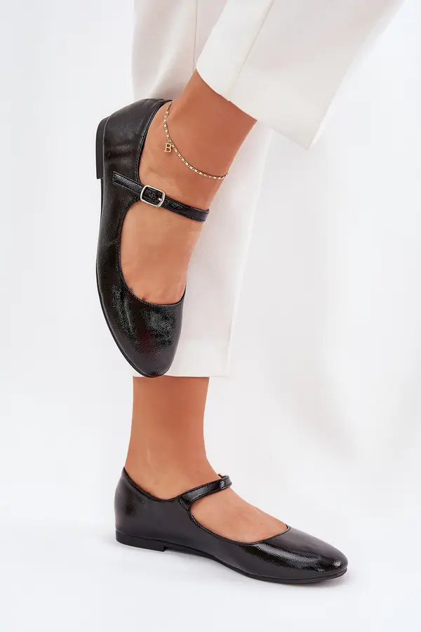 Boto Boto Patent Ballerinas With Strap Black Arrivara