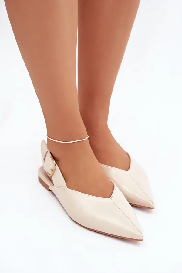 Boto Boto Patent Leather Ballerinas with Buckle Beige Rinalle