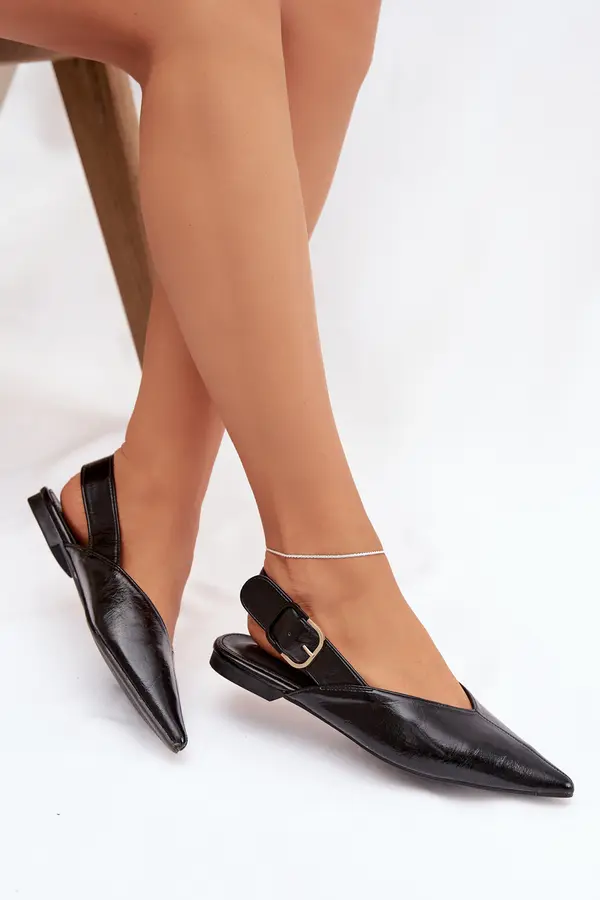 Boto Boto Patent Leather Ballerinas With Clasp Black Rinalle