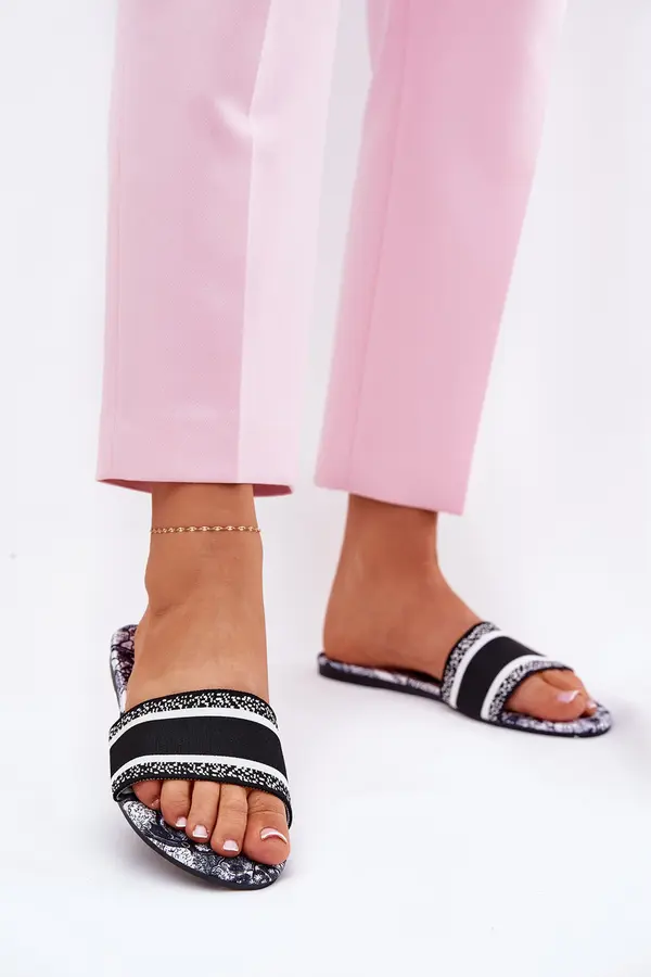 Boto Boto Patterned Flat Women's Slippers Black Leysi