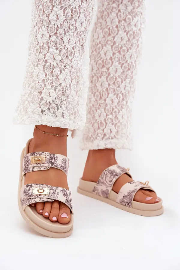 Boto Boto Patterned Women's Platform Slippers Beige Sorina